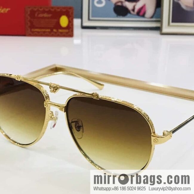 Cartier Metal Frame Unisex Sunglasses