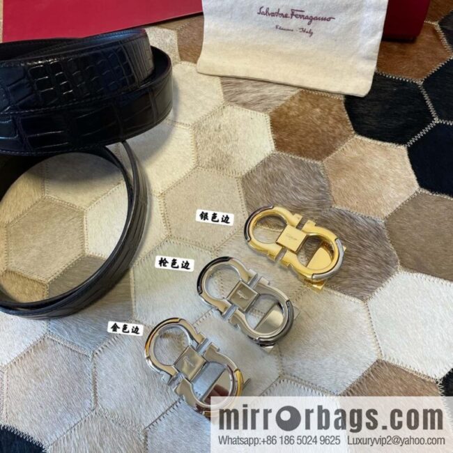 wsxc1693667341525_0-800x800ege15w5vgge31493_20250626024752.jpg Ferragamo Gancio Double Circle Intertone Edge Metal Clip Buckle, Crocodile Belt 3.5cm