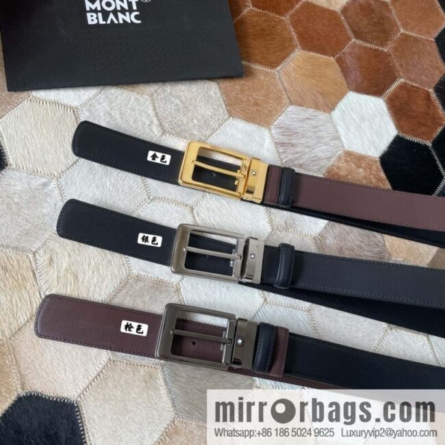 MONTBLANC Montblanc, boutique pin buckle, imported double-sided first-layer cowhide belt