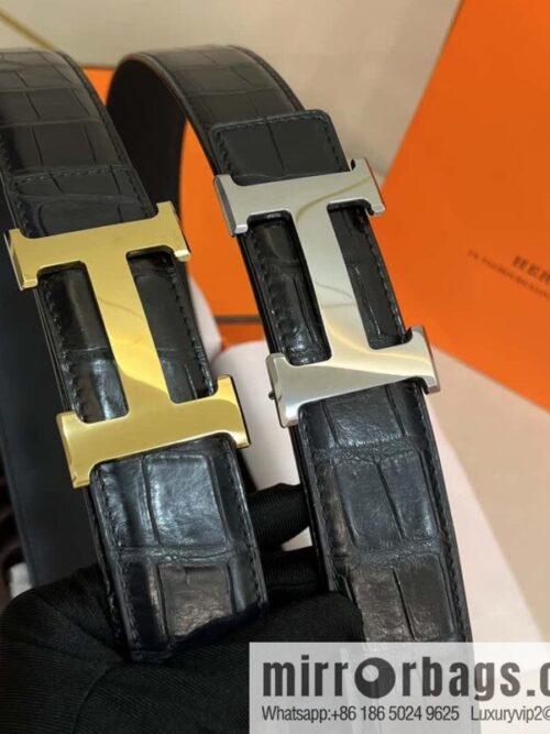 wsxc1697299618648_0-800x800cury4ixq3n45578_20250625121654.jpg Hermes Hermes, high-end material metal buckle, alligator leather unspliced belt 3.8cm