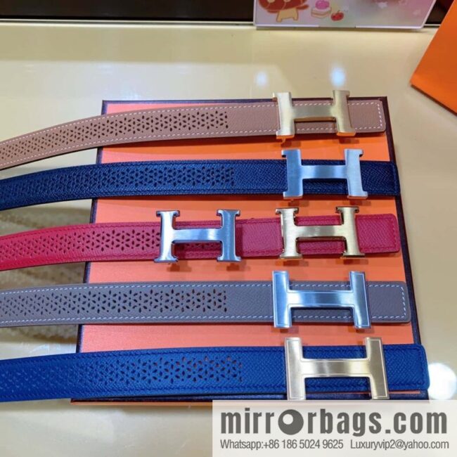 Hermes, mini metal buckle, colorful leather belt 2.4CM