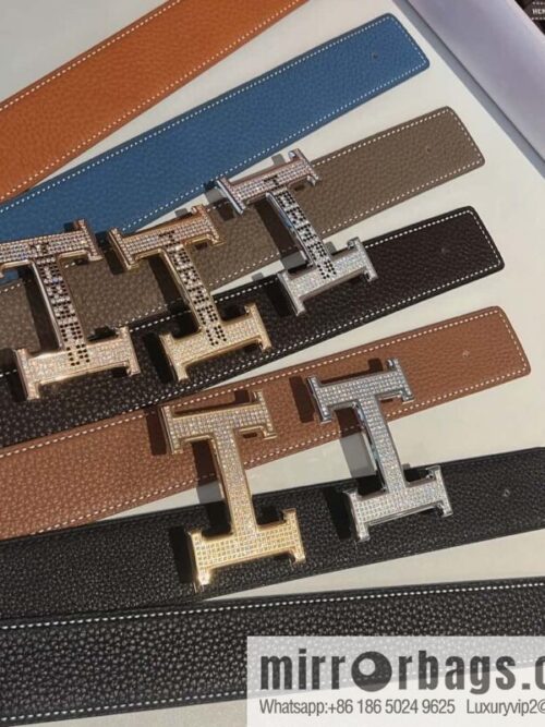 wsxc1705768056274_0-800x8001phc540jtew3609_20250625111734.jpg Hermes Hermes, stainless steel inlaid diamond buckle, first layer cowhide lychee texture belt 3.8CM