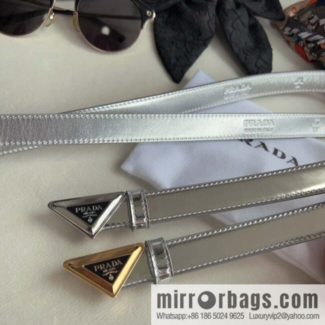 PRADA, metal buckle iconic triangular logo belt 2.0CM