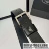 PRADA/Prada, cowhide pressing grid process hardware pin buckle counter new belt 3.5CM