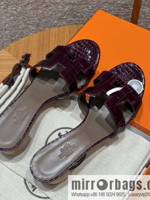 wsxc1718902473909_0-800x800ao4ltydn3xe79767_20250630195847.jpg Hermès 185 Oasis High Heel Sandals alligator/Crocodile 🐊 N5/Cassis/Gallon Purple