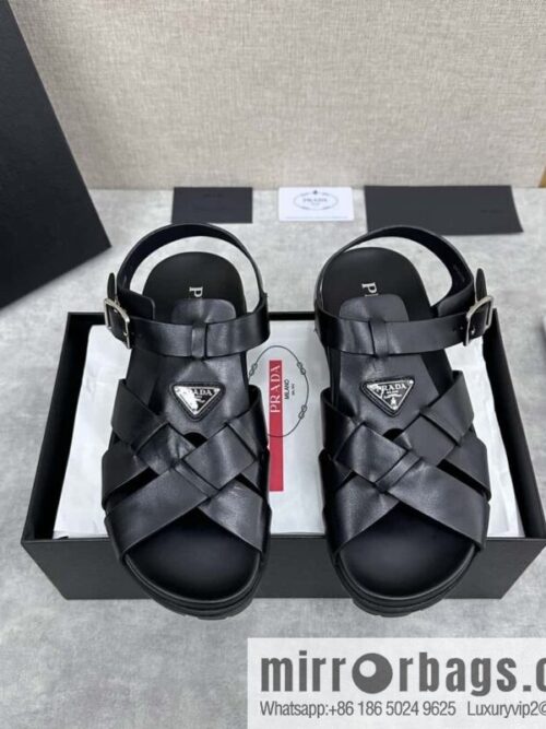 wsxc1719230012005_1-800x800j1z01w4f2pj70655_20250630143130.jpg 💋💍P\'s new Prada * Prada-da, new men\'s leather cross-woven sandals