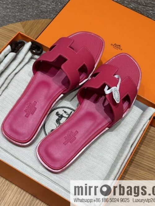 wsxc1719407915630_0-800x800woajmvxlabt61923_20250630020759.jpg HERMES 181 Oran sandals, palm print cowhide/Epsom rose red/Rose red