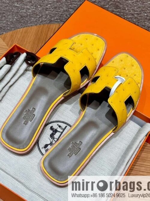 wsxc1719408367079_0-800x800vdx0hryblal61851_20250630020717.jpg HERMES 181 Oran sandals, ostrich 🐦/Ostrich amber yellow/9D/Jauen ambre