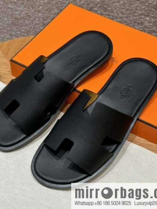 wsxc1720025574436_6-800x800ueb5mp1n0ay50841_20250630002638.jpg HERMES 182 Men\'s slippers Men\'s slippers Palm print calfskin/Epsom/Calfskin black/ck89/noir