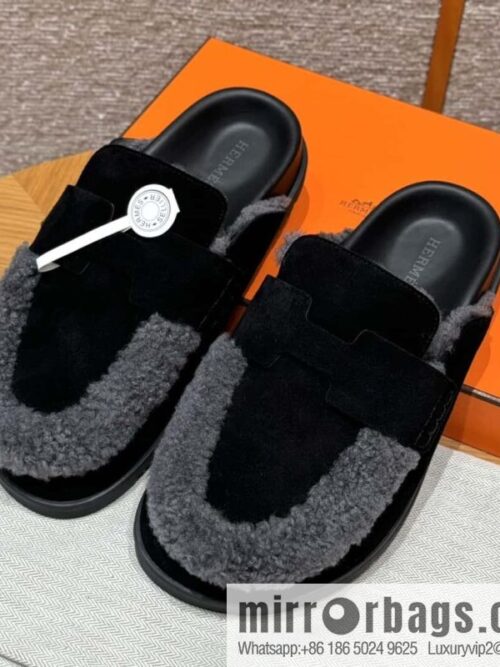 wsxc1727189216264_0-800x800nr5lyoaak3210801_20250625041450.jpg HERMES 190 Go Muller shoes, black/Noir suede calf leather/Suede calf leather