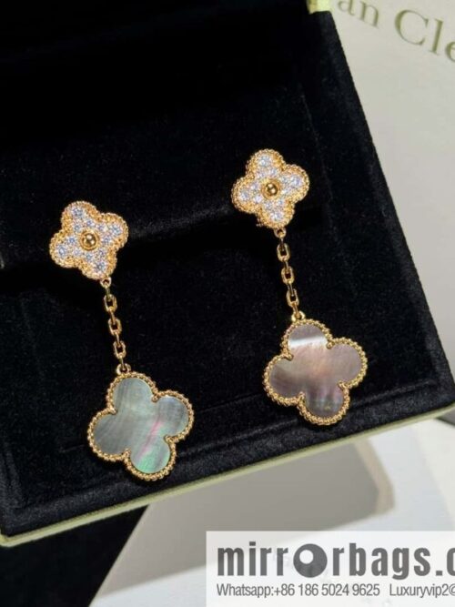 wsxc1728463053628_0-800x800ruppcnrudn141042_20250629230009.jpg ❗️CNC Version ❗️ ☀️ Van Cleef & Arpels Grey Fritillary Clover Earrings Earrings ☀