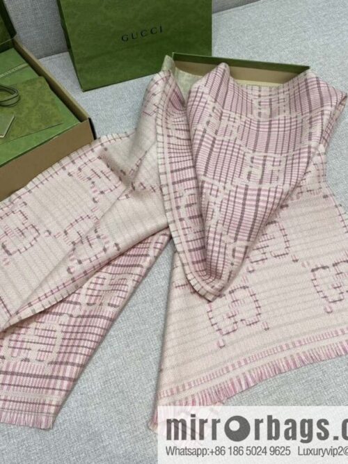wsxc1739476119763_7-800x8005ulgfups4gc6077_20250625123622.jpg GUCCI24/25s new color \"checked GG jacquard wool scarf\" pink