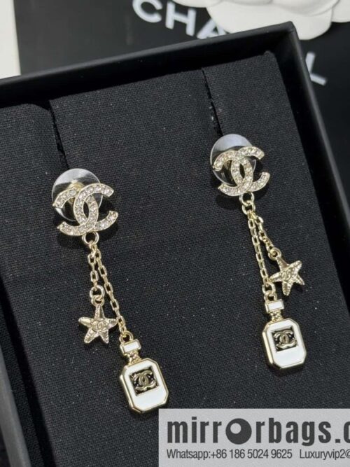 ☀️New ☑️ chanel c2 double c tassel perfume bottle pentagram earrings
