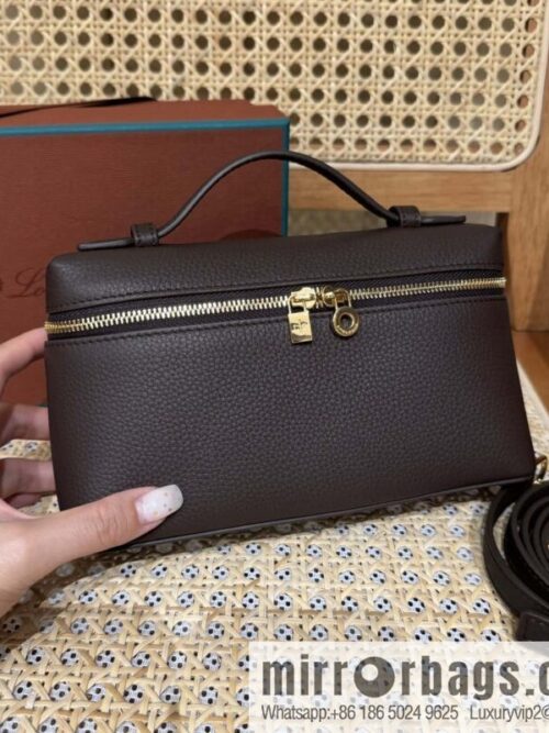 wsxc1744392001820_0-800x8000lbeeidtkax47878_20250629235818.jpg Loro Piana 2nd Generation Extra Pocket L19 Clutch Bag FAN4046 Chocolate Brown Gold Buckle