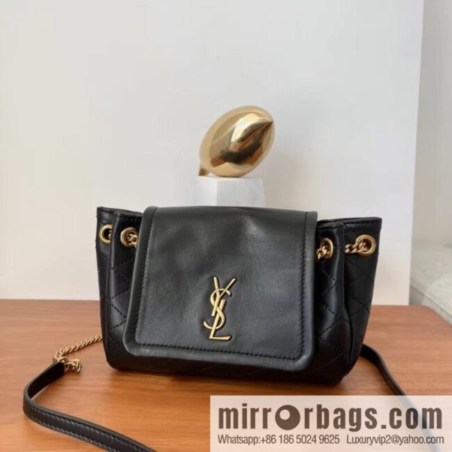 YSL 𝙈𝙊𝙉𝙊𝙂𝙍𝘼𝙈 𝙉𝙊𝙇𝙄𝙏𝘼 sheep leather mini handbag 672738 black