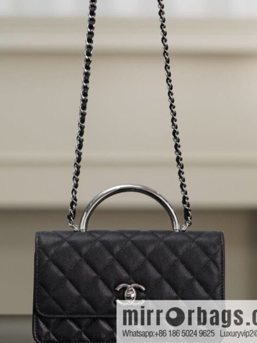 𝐂𝐡𝐚𝐧𝐞𝐥 𝟐𝟓𝐏 Handle Organ Bag, Black 🖤 Litchi Cow AP3705