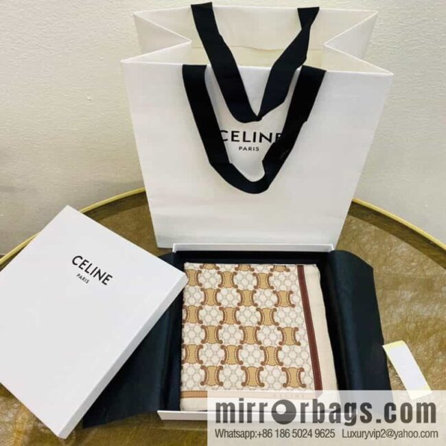 CELINE The essence of Celine Arc de Triomphe logo silk square scarf