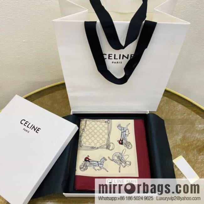 CELINE The essence of Celine Arc de Triomphe logo silk square scarf