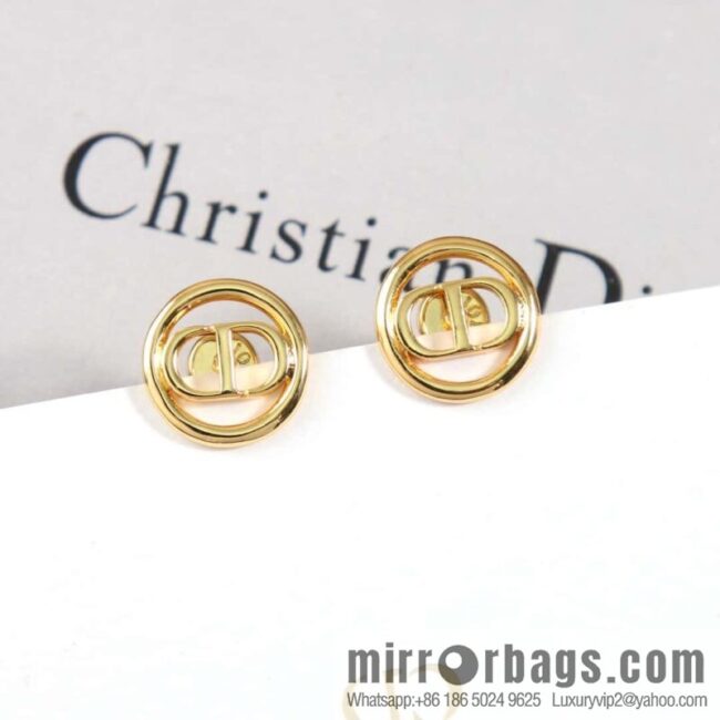 New ☑️ Dior gold round CD stud earrings