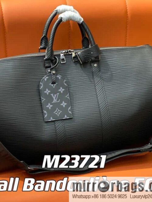 [Boutique‑grade] M23721 black epi full leather travel bag series, this Keepall Bandoulière 50 handbag