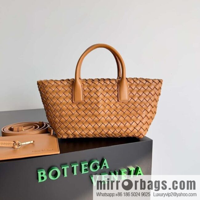 BV Mini Cabat Limited Edition mini vegetable basket BAG model; 709464 light brown