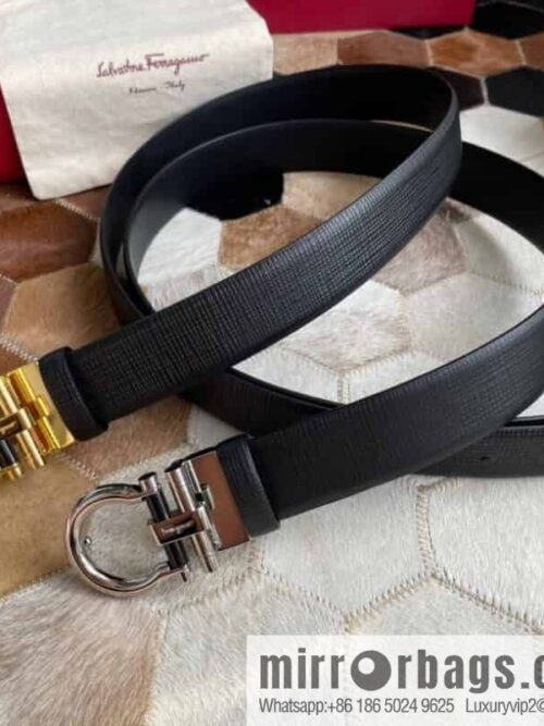 IMG_13080-800x800kemgj4ng5wl102232_20250702050624.jpg Salvatore Ferragamo (Italy) Men\'s Belt 3.5cm Imported First Layer Cowhide Pressed Texture Delicate Semicircular Metal Buckle Belt
