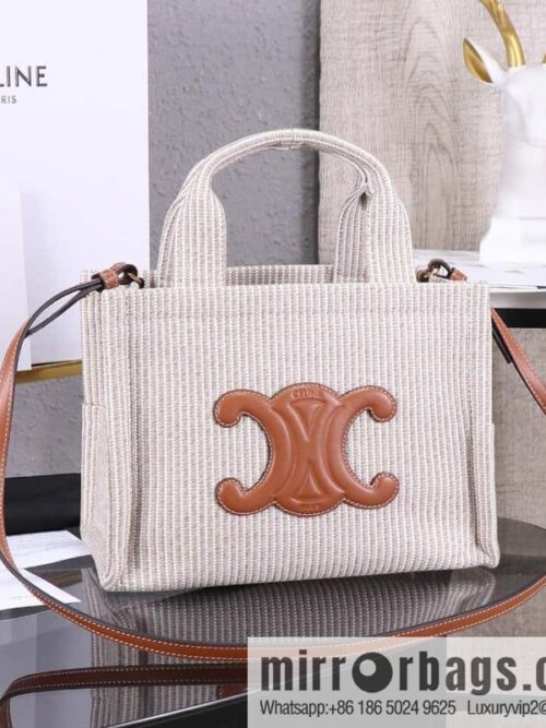 IMG_1687-800x800uqvbhggp12h63251_20250719013207.jpg Premium quality, original leather CELIN-E 23s summer | CABAS THAIS small jacquard striped fabric cow leather (fabric) handbag Model: 199162