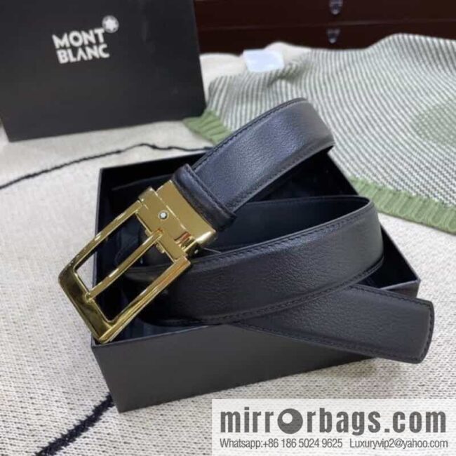 MONTBLANC\'s new black series pin buckle double-sided delicate first-layer cowhide belt