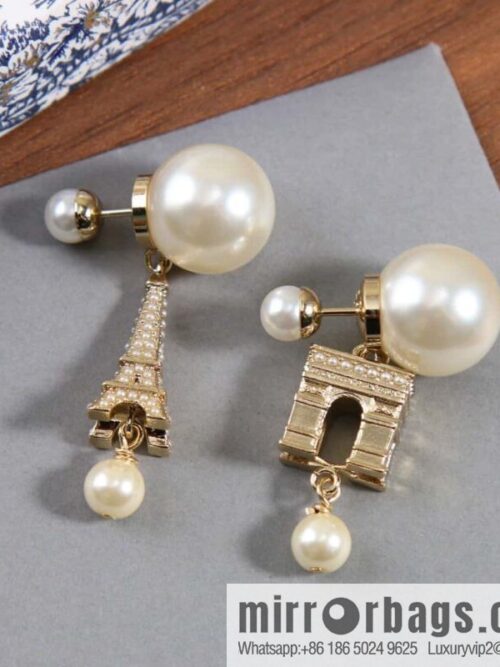 IMG_2107-800x800osshj11td4h148997_20250705072540.jpg New ☑️ Dior size pearl Eiffel Tower Arc de Triomphe stud earrings