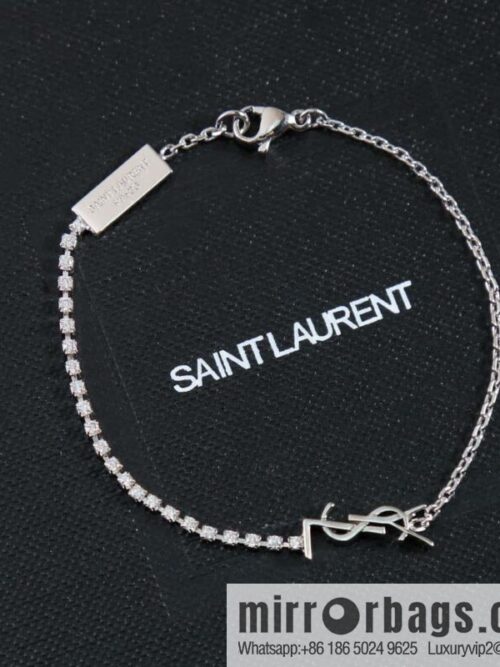 ❗️New ❗️ [Style] Saint Laurent Silver Full Diamond YSL Bracelet