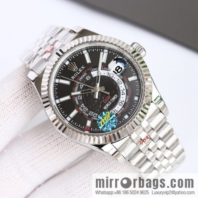 H8 new yin and yang Rolex Sky-Dweller Skywalker longitudinal bezel with Rolex Ring Command triangular pit pattern five-strand chain