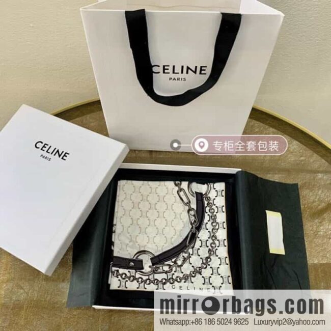 CELINE Celine Arc de Triomphe logo 100 silk square scarf