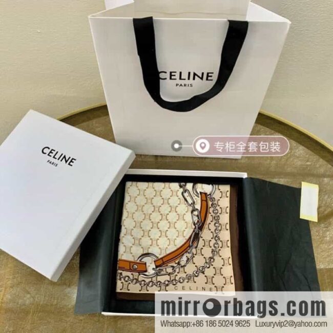 CELINE Celine Arc de Triomphe logo 100 silk square scarf