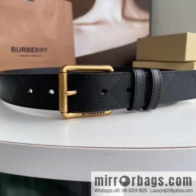 BURBERRY Cowhide Pressed Checkered Men\'s Pin Buckle Belt