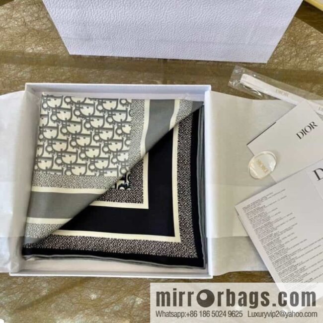Dior \"D Letter Bookmark Double Sided\" 100% Silk Scarf