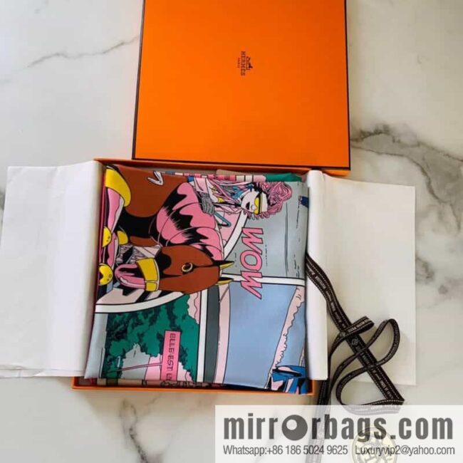 Hermes Humorous Color Fun Comic 100% Silk Scarf
