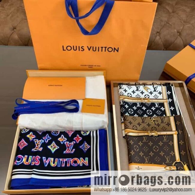 LV Louis Vuitton graffiti style Pop print ABC Monogram silk square scarf M76126