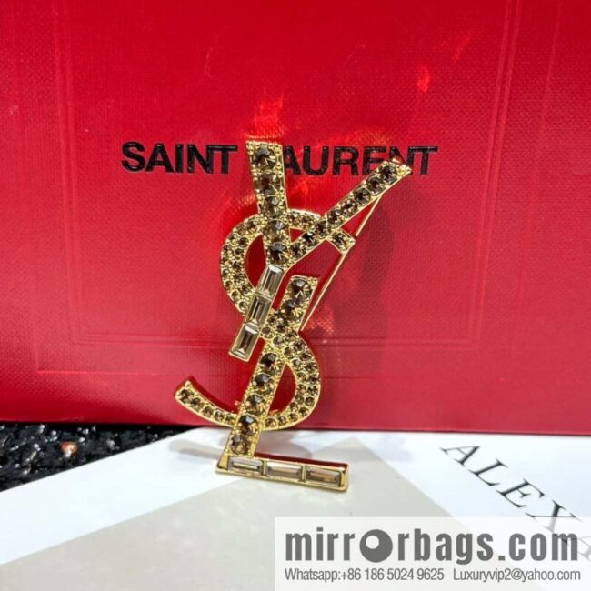 Saint Laurent Gold YSL Brooch