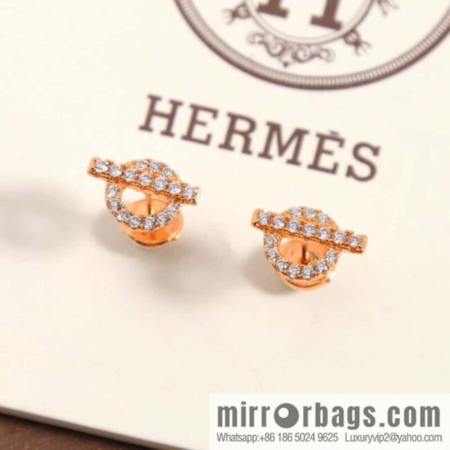 New, Hermès HERMES full diamond OT stud earrings, necklaces.