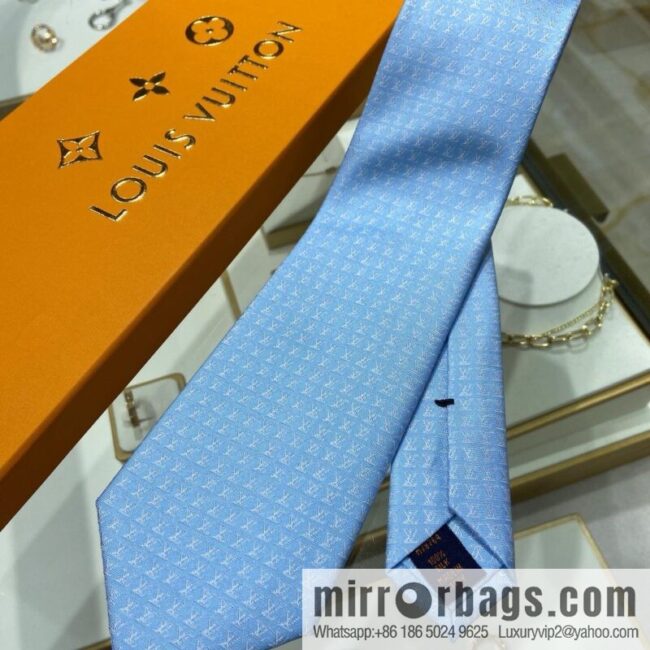 LV Louis Vuitton 100% Top Jacquard Silk L Letter Logo Tie M70952