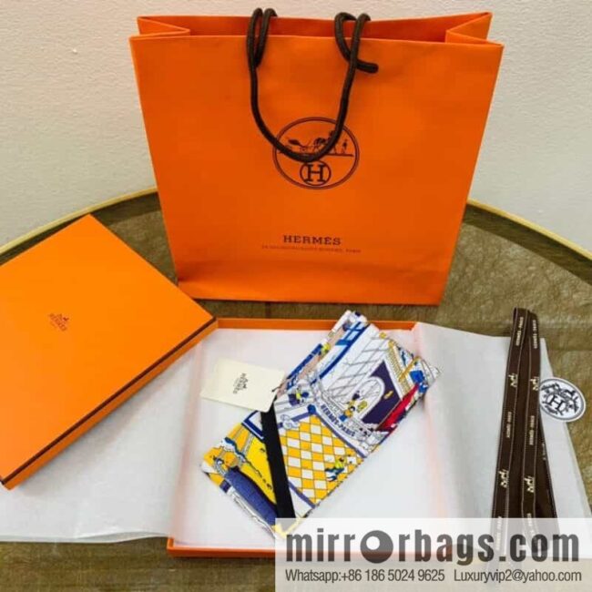 Hermes 21 summer new Maxi Twilly \"Fubao Grand Prix\" 100% silk ribbon