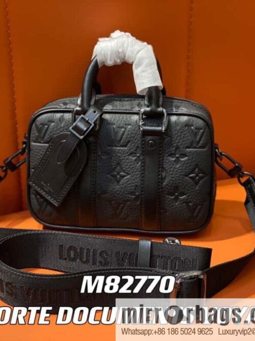 [Boutique‑grade] M82770 black embossed, full leather mini men\'s bag briefcase series NANO PORTE DOCUMENTS VOYAGE handbag