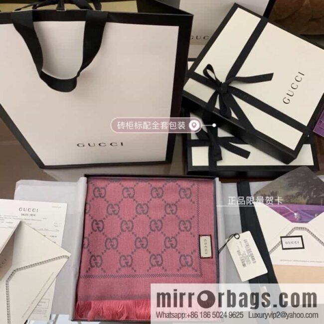 GUCCI Gucci GG jacquard fringed double-sided jacquard wool scarf