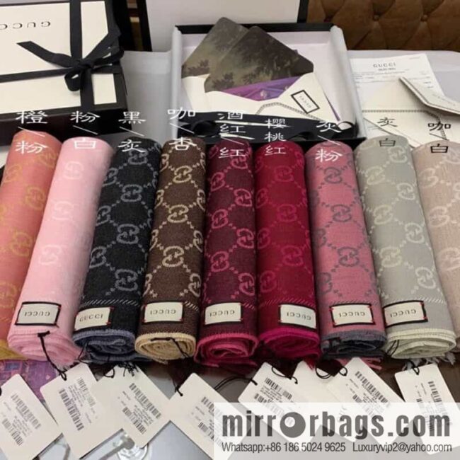 GUCCI Gucci GG jacquard fringed double-sided jacquard wool scarf