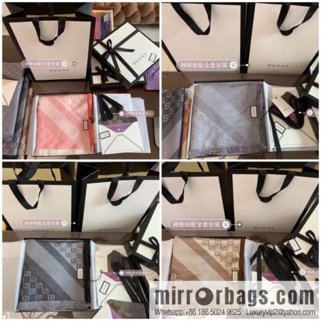 GUCCI Gucci letter pattern 100% silk wool scarf