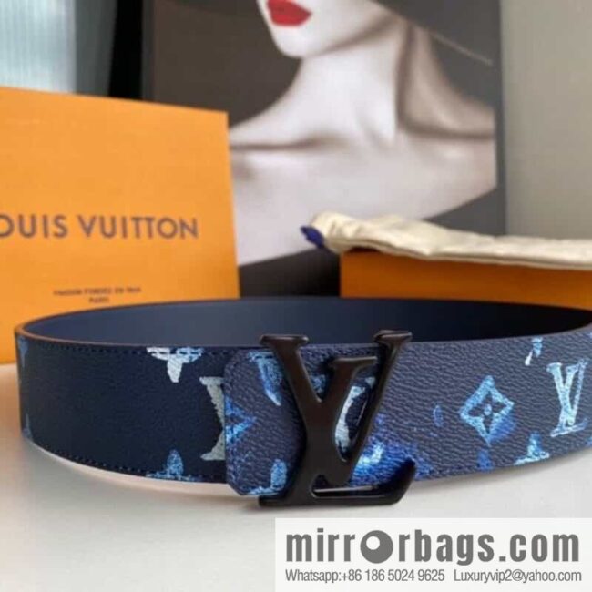 LV/Louis Vuitton Monogran pattern on canvas SHAPE 40mm double-sided belt