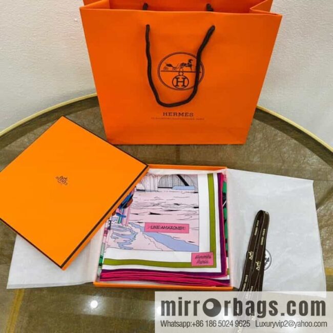 Hermes Double Sided 100% Silk Scarf