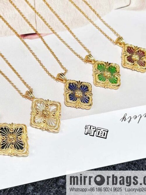 IMG_9427-800x800vpppfo2abv1100473_20250702041649.jpg ❗️New ❗️ ☀ Buccellati Vintage court style with diamond brushed four-leaf clover shell agate chalcedony double-sided necklace ☀️