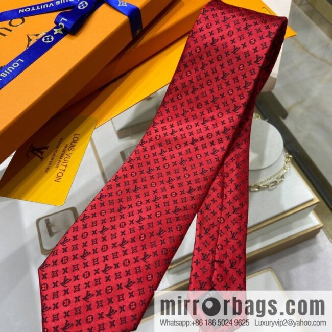LV Louis Vuitton 100% Top Jacquard Silk Logo Tie