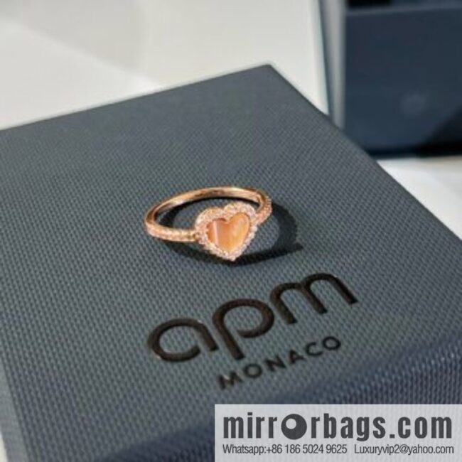 APM Monaco pink mother shell love ring